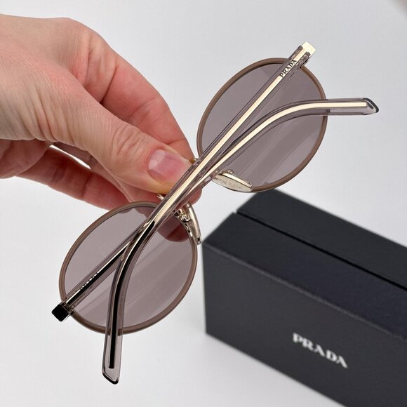 Prada PRB56S Oval Sunglasses – Pecan Frame Purple Brown Lenses | Model 24E20I main image 9